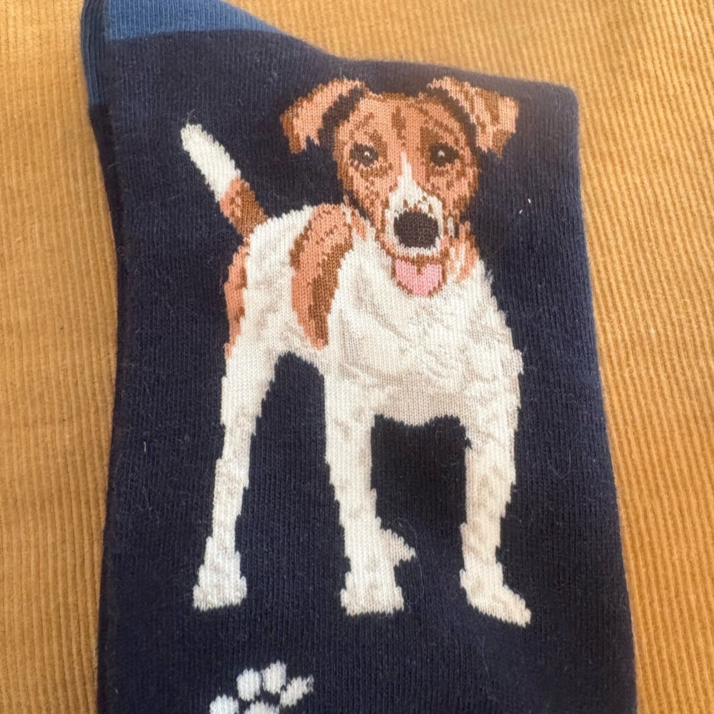 NWT Life Is Better Socks - Jack Russell Dog Print (Navy) - Picture 5 of 6